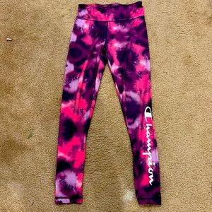 Purple and pink tie-dye pants champion